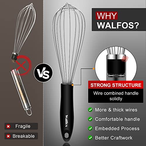 Stainless Steel Wire Whisk Set - 3 Packs Balloon Whisk, Thick Wire Whisk ＆ Strong Handles, Egg Frother for Cooking, Blending, Whisking, Beating and Stirring (7"+9"+11") - size: 7+9+11 in Silver