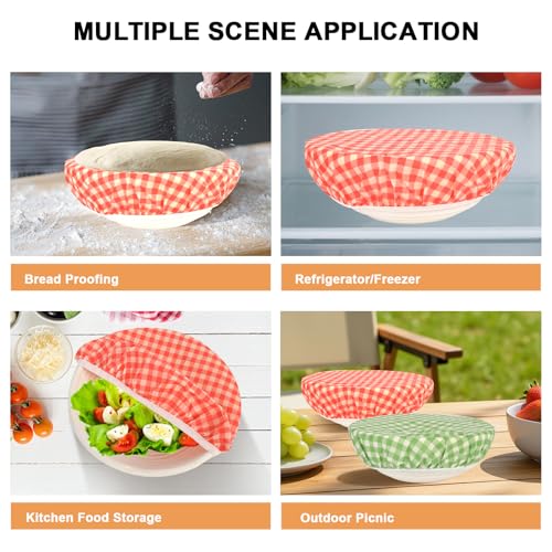 2Pcs 10inch Reusable Beeswax Elastic Bowl Covers for Bread Proofing - style: checkered