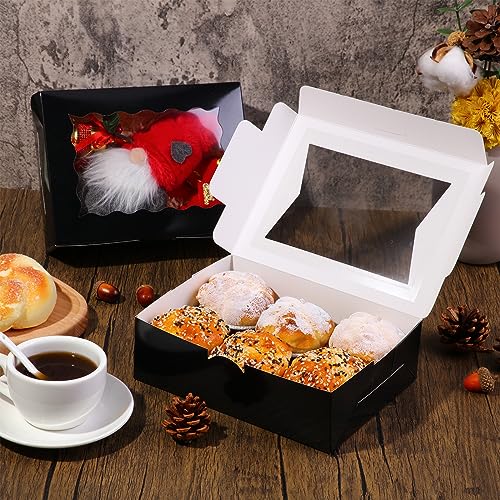 TaoBary 100 Pcs Cookie Bakery Boxes with Window 8x6x2.5,2 Style Bake, Black - color: Black