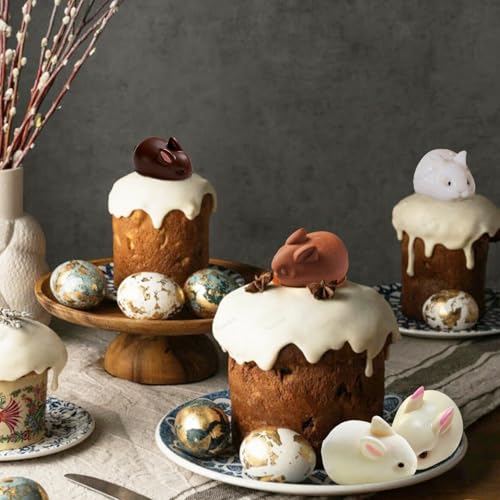 Silicone Easter Mousse Cake Mold Nonstick Baking Chocolate Jelly Pudding Molds for Easter Birthday Ice Cream Loaf Muffin Candy Pie Bread Soap (Little Rabbit 6 Cavities) - color: Little Rabbit 6 Cavities