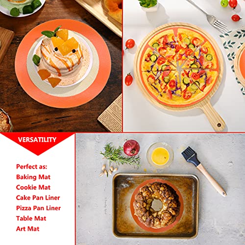 Round Silicone Baking Mats for 8 Inch Cake Pan, Food Grade, Non-Stick, Reusable Silicone Mat for Baking Pan for Bread/Tortilla/Macaron/Pastry/Pie/Bun or 9 Inch Pizza Pan, 2PCS - size: 8"L x 8"W