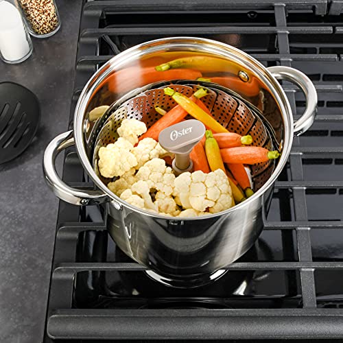 Oster Sangerfield Stainless Steel Expandable Steamer Insert 7 to 10.5 Inches – Adjustable Kitchen Cookware Accessory for Steaming - size: 1.1 Quarts