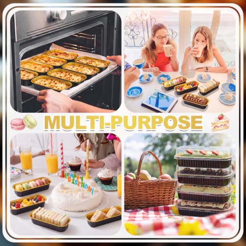 Qunclay 300 Pcs Mini Loaf Pans with Lids 6.8 oz Aluminum Foil, Black - color: Black