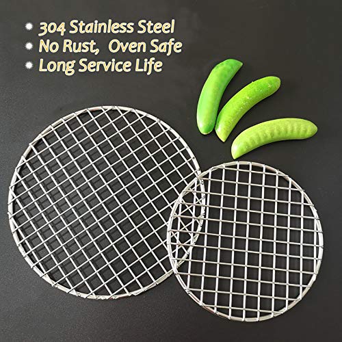 Cooking Rack Round Stainless Steel Dia 8.25" Heavyweight Cross Wire Steaming Cooling Barbecue Rack/Carbon Baking Net/Grill/Pan Grate (210mm/8.25") - size: Dia 8.25"