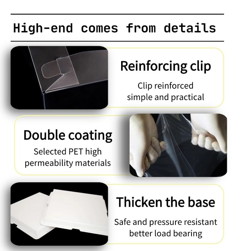 10x10x9 Clear PET Cake Boxes 5 Pack with Food-Grade White Base & Just For You Satin Ribbon, Rigid Waterproof Cake Carrier for Home Bakers, Birthday Wedding Cake, Dessert Snack & Gift Display Box - size: 10 inch