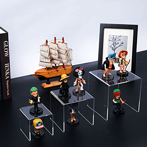 HIIMIEI Clear Acrylic Display Risers 2 Sets - size: 3"x4"x5"