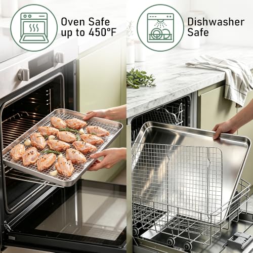 Homikit Large Baking Sheet with Wire Rack (1 Pan+1 Cooling Rack), 20”x14” - size: 20*14 Inch