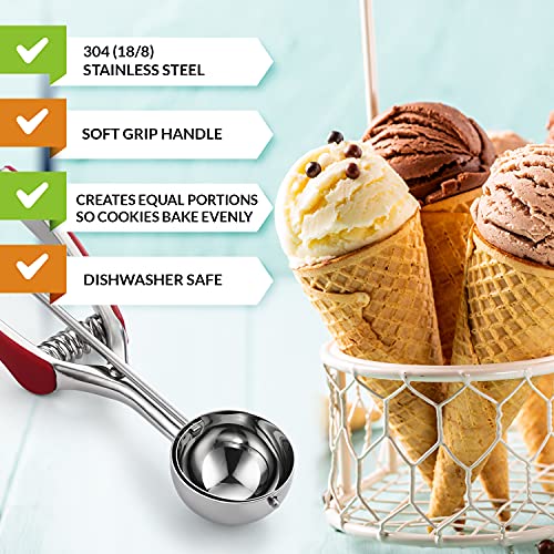Spring Chef Small Stainless Steel Melon Baller Scoop #60, 1 Tablespoon, Red - color: Red, size: #60 - Small - 1 Tbsp