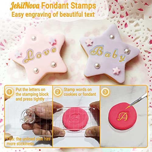 4PCS Alphabet Cake Stamps for Biscuit Fondant Cookie, Cute Fondant Stamp - color: Clear 1
