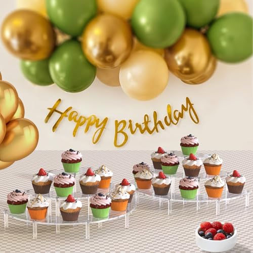 Dooiclear 3 Tier Acrylic Display Risers 1 Pack, Half Moon Cupcake Stand