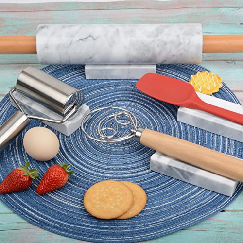 Marble Rolling Pin Holder,Rolling Pin Display Rack,Suitable for Storing Rolling Pin,Pizza Roller,Spoon,Knive,Fork and Other Kitchen Utensils,Set of 2(White Grey) - color: White Grey