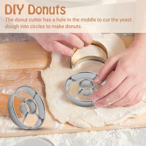 Stainless Steel Donuts Cutter Set, Silver, 2 Pack - color: Silver