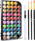 GETHPEN 48 Colors Watercolor Paint Set with 4 Brushes Pen, Travel Design - color: Black