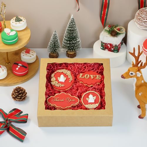 50 Pack Pie Boxes 8x8x2 Inch Bakery Boxes Cookie Box Treat Box - color: Brown
