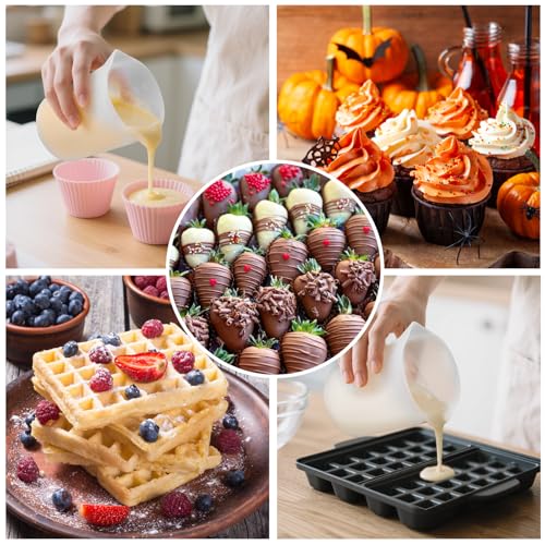 Palksky Silicone Cups for Melting Chocolate, 4PCS Silicone Measuring Cups with 350ml Capacity, Reusable Baking Supplies for DIY Chocolate Molds - size: 4*350ml