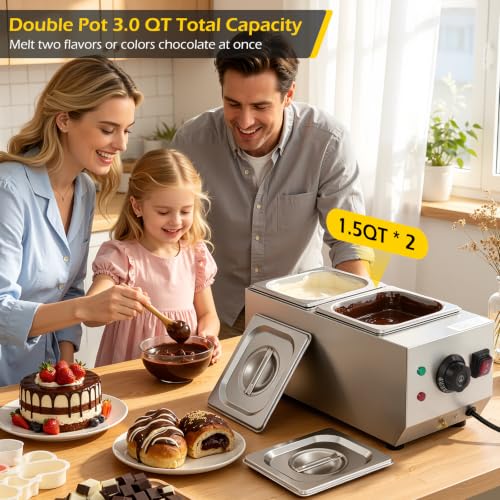 Dyna-Living Chocolate Melting Pot 2-Tanks Chocolate Tempering Machine