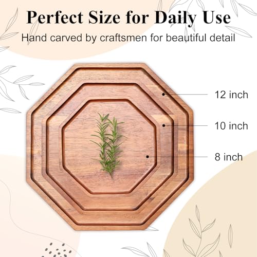3Pcs Wood Serving Trays Charcuterie Board Cheese Platter Party Hosting Gift - size: 12&10&8 inch (3 Pcs)