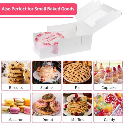 WINKIO 10 in Cake Box with Board, Cake Carrier Holder Container - size: 10×10×5 in, cake box and board, 8pcs