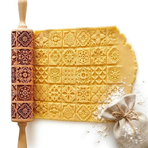 Cookie Rolling Pin Embossed Rolling Pin for Bakers Baking