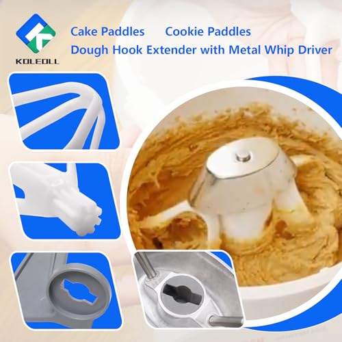 Cake Paddles & Cookie Paddles & Dough Hook Extender with Metal Whip Driver