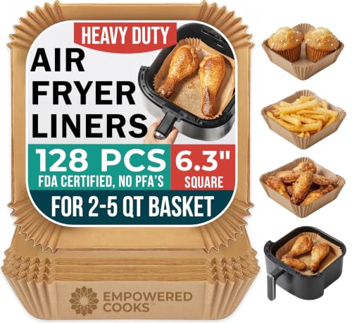 Air Fryer Liners Disposable Small 6.3” Square for 2-5 QT Basket - 128 Pcs - size: 6 inch - Square