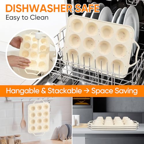 12-Cup Silicone Muffin Pan with Metal Frame - size: 1pc: 12 Cups