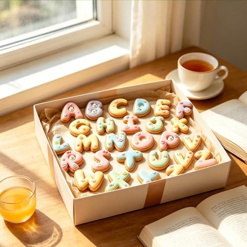 Letter Cookie Cutters Shapes Large 3 Inch - 26 Pcs Stainless Steel Round Alphabet Letter Cookie Cutter Set Fondant Biscuit Fruit Dough Mold Tools for Sandwich, Birthday, Christmas, and Holiday Party - color: Round Letter cookie cutters - 3 INCH