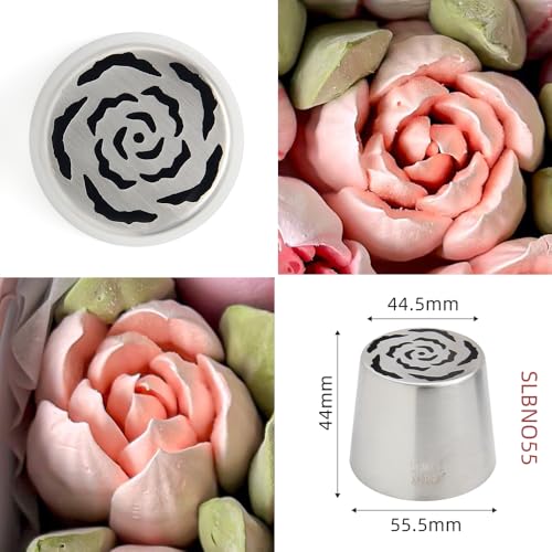 Stainless Steel Extra Large Russian Tulip Icing Tips Kit,4 Pcs Set - color: SILVER SET8