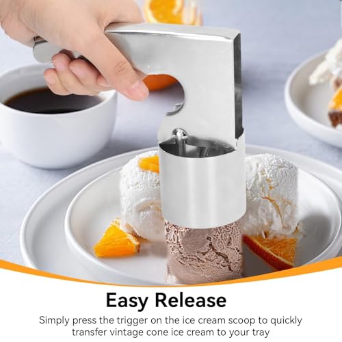 Thrifty Ice Cream Scoop, Easy Release Trigger Cylinder Old Fashioned Ice Cream Scooper Classic Cylindrical Ice Cream Scoop with Trigger for Cream Mashed Potato