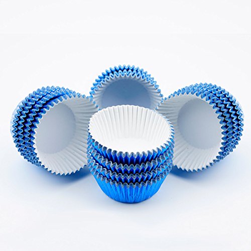 Gifbera Metallic Blue Foil Mini Cupcake Liners Muffin Cups, 300-Count - color: Blue