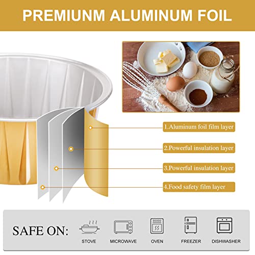 200 Pack Aluminum Cupcake Liners with Lids,Gold,Plain - color: Gold, style: Plain