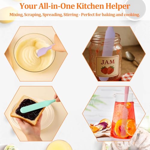 3 Pack Silicone Jar Spatula Small Silicone Spatulas Mini Jar Scraper for Peanut Butter, Mayo, Jams Flexible Kitchen & Baking Tools(Color B) - color: Green, Pink, Purple