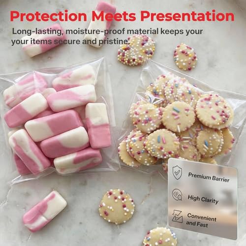 200Pcs 5.5*5.5in Clear Cookie Bags, Self Sealing Cellophane Bags - color: Clear, size: 5.5 x 5.5 inch