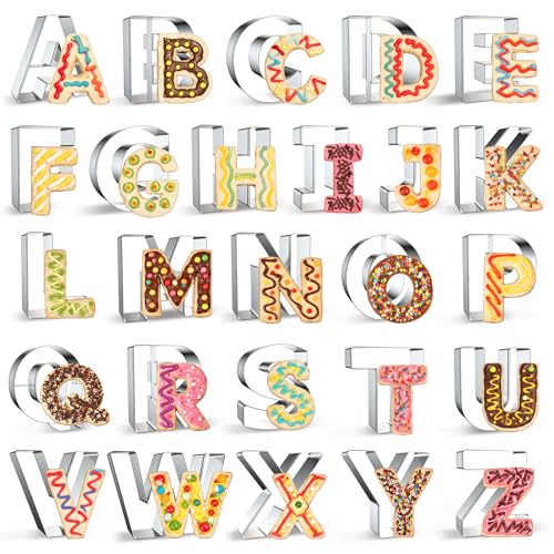 FUSOTO 26PCS Alphabet Letters Cookie Cutters Set, Letters A-Z, 3 Inches - style: 26PCS-Letter （3 inches）
