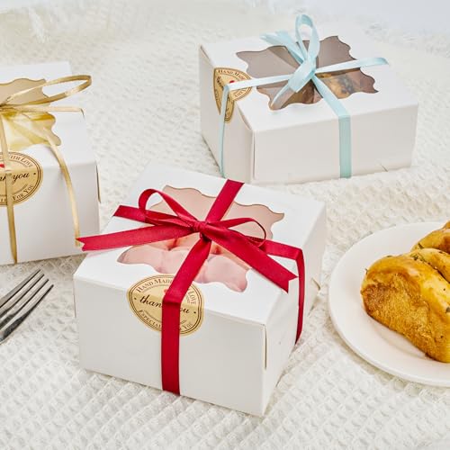 Homrelaxy 200 Pcs Cookie Boxes with Window, 4"x4"x2.5" Small Bakery Boxes