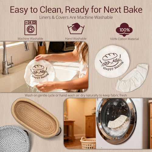 Banneton Bread Proofing Basket Sourdough Basket Cotton Rope Bread Baskets - color: A1-Grey/Brown