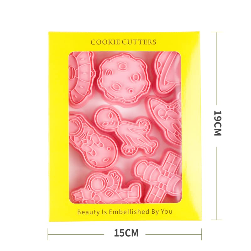 8pcs Cute Astronaut Cookie Cutters,Spacecraft Cookie Stamps Set (Astronaut) - color: Astronaut