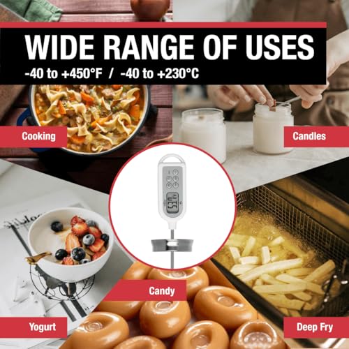 CDN Waterproof Thermometer | Long 8” Stem | NSF Certified | Quick 6-Second Read | For Deep Frying, Candy, General Cooking | Fully Submersible | Stainless Steel Tip | DTW450L - size: 8-Inch Long Stem