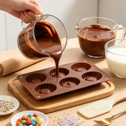 6 Cavity Donut Silicone Chocolate Molds - color: Style E
