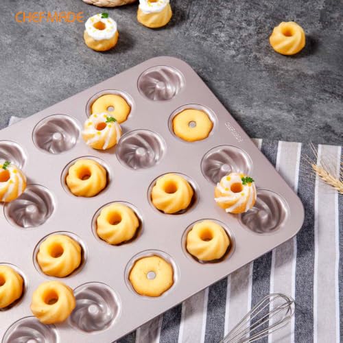 CHEFMADE Donut Cake Pan, 20-Cavity Non-stick Mini Cyclone Doughnut Bakeware - size: 10 - Cyclone 20 Cups