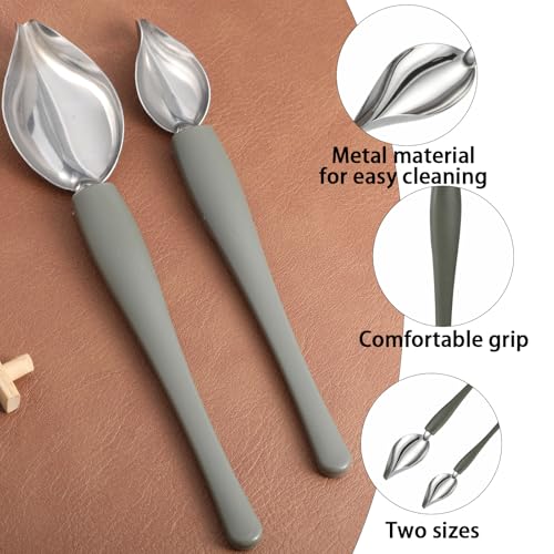 Professional Culinary Precision Drawing Decorating Spoon Set, 2Pcs Stainless Steel Chocolate Drizzle Spoons, Plating Spoon for Cake Dessert Decorating, Chef Dipping Sauce Tool