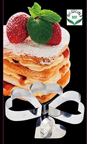 Stainless Steel Dessert Rings (4 Pcs) Heart Shape Molded Salads, Pastries Mousse Molding Layering Cutter - size: 4 Pcs Heart Shape