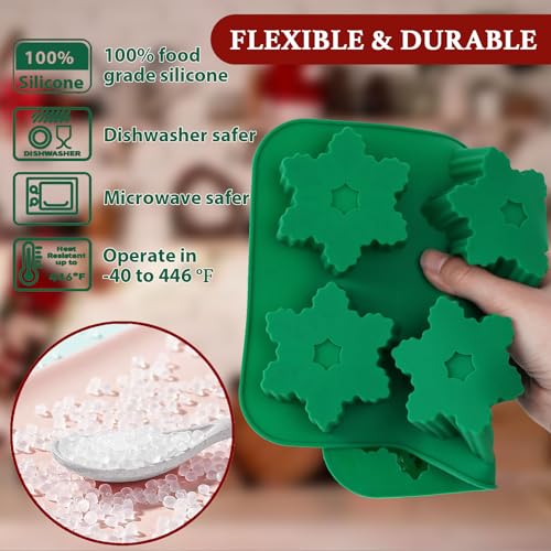HKNMTT Christmas Silicone Soap Molds, 4 PCS Large Size Xmas Soap Cake Mold Set, 3D Tree Snowflake Gingerbread Santa Snowman Moulds for Home DIY Gifts Candles Chocolate Ice Cube Bath Bombs Jelly - style: Christmas 4PCS