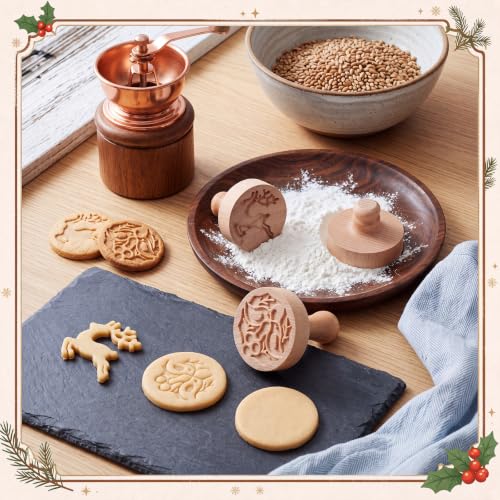 3 Set Xmas Cookie Stamps, 2.5" Springerle Molds for Baking - style: Xmas