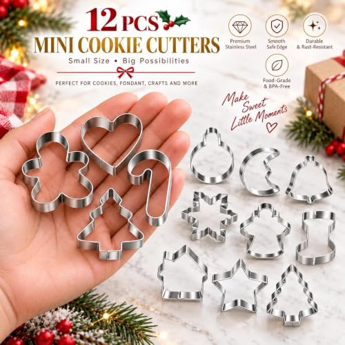 Mini Christmas Cookie Cutters Set, 12 Stainless Steel Shapes - style: Style2