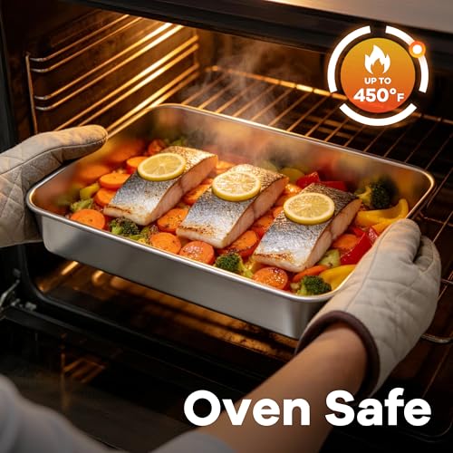 LIANYU Rectangular Baking Cake Pan, 4 Pack Commercial Cake Pan with Lid Set - size: 12.4 x 9.6 Inch