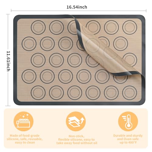Luckyiren Macaron Silicone Baking Mats, 2 Pack Half Sheet Set, Gray/Beige - color: Gray with Circles 0.4mm
