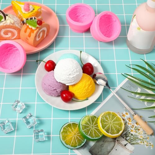 Patelai 3D Ice Cream Ball Shape Silicone Molds for Baking DIY, 3 Pieces