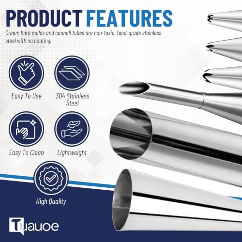 Cannoli Tubes Molds, 23pcs Cone Shaped and 20pcs Tubular Shaped - size: 60pcs-5inch