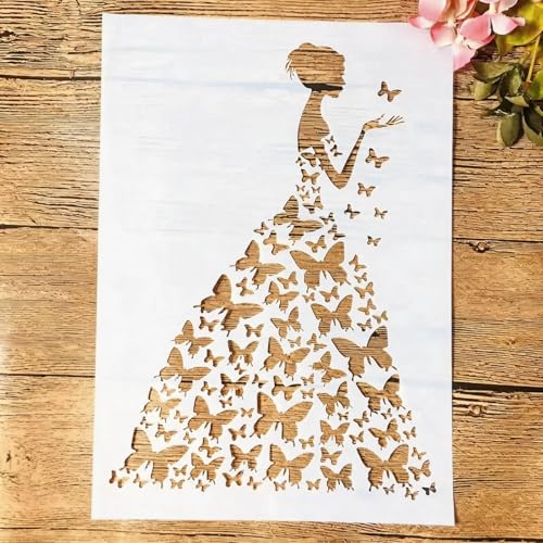 TIAMECH A4 Reusable Wedding Bride Stencil for Painting - style: Wedding Bride
